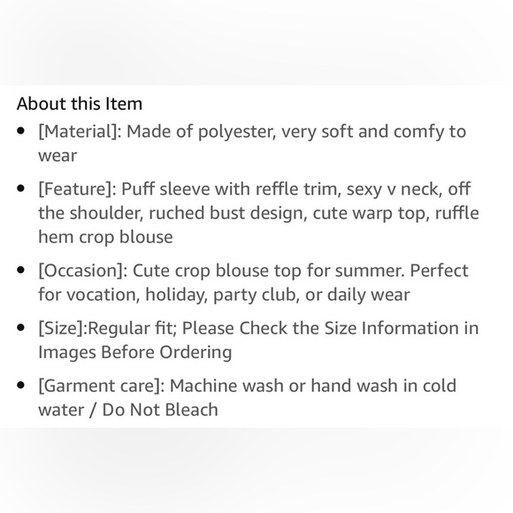 NWOT Ruffle Short Sleeve Off Shoulder Tie Back Crop Blouse Top. Size L. - Picture 6 of 6